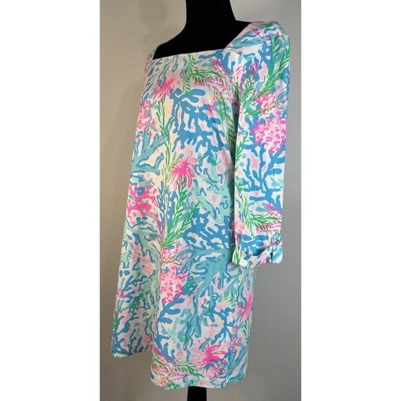 Lilly Pulitzer Bailee Multi Coral Bay 100% Cotton Dress Size Large (12/14) - Picture 10 of 13